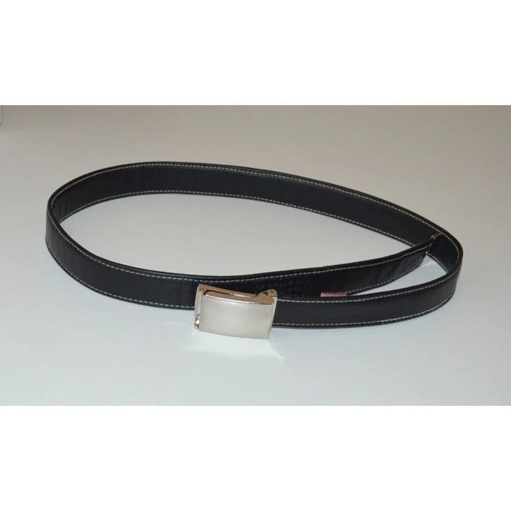 Rare VTG Iliac Golf Soft Black Leather Belt  USA Made Unbranded Gripper Buckle